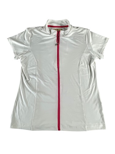 Sport Haley Shirt Womens Large White Pink Zip Golf Athletic Performance Stretch