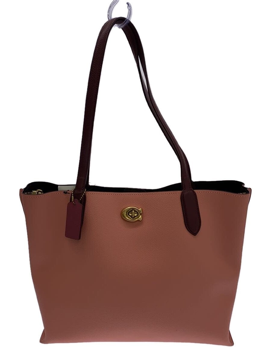 Auth COACH Willow Tote Color Block Signature Canvas Interior C0692 Pink  424726