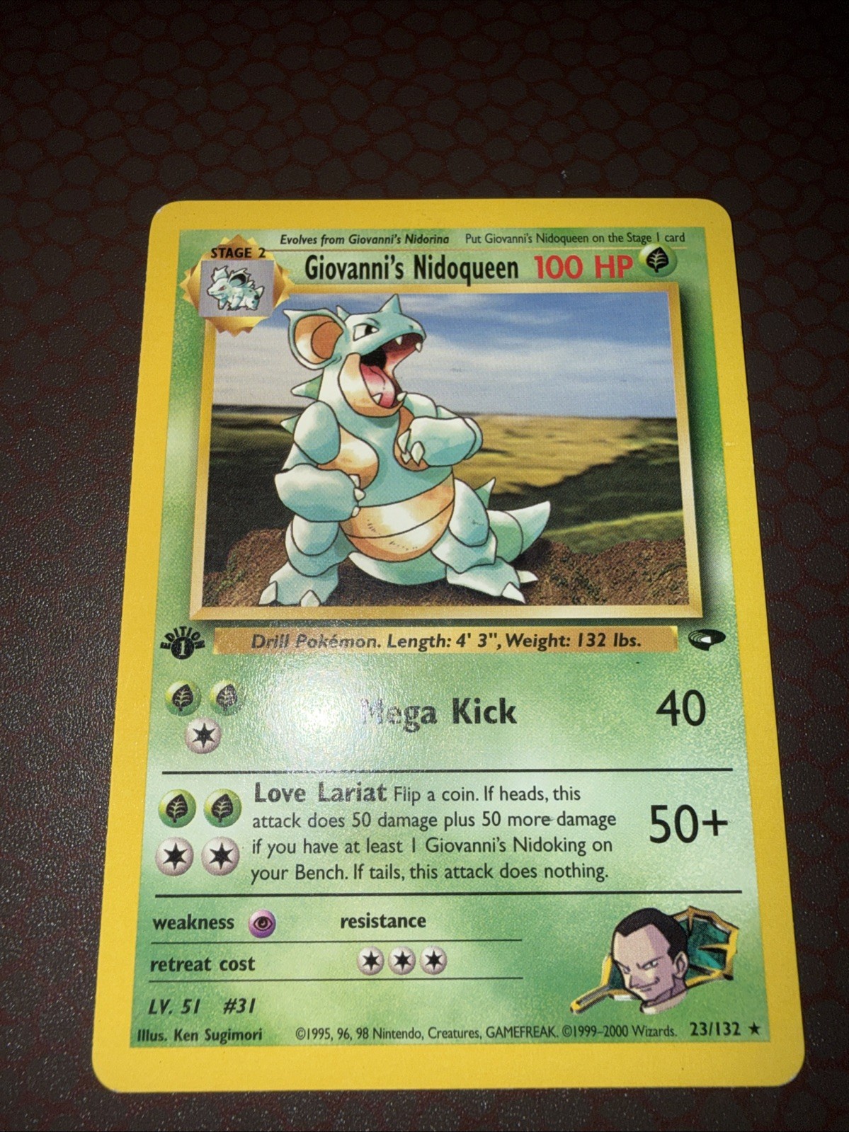 Pokemon! Giovanni’s Nidoqueen - Gym Challenge - Rare - 23/132 - 1st Edition NM!