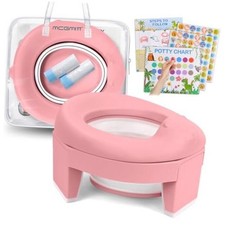 Portable Potty Seat for Kids Travel - Foldable Training Toilet Chair for Pink
