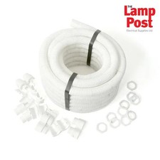 25mm White Flexible Conduit Contractor Pack 10 Metre 10M Kopex Copex & 10 Glands