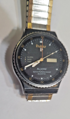 #ad Vintage 1984 Pulsar quot;Digi Anaquot; Alarm Quartz Y960 6018 Men’s 35mm Watch $44.00
