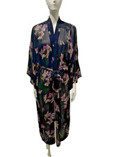 Butterfly Print Black Sheer Kimono Cardigan Y2K Duster L One Size Whimsigoth USA