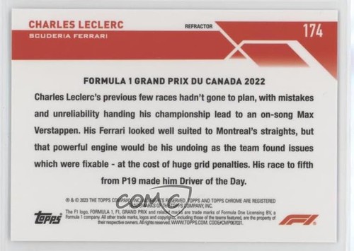 2023 Topps Chrome Formula 1 Refractor Charles Leclerc #174 1a1r - 第 2/3 張圖片