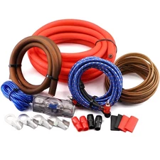 0 Gauge CCA Amplifier Wiring Kit 3000W Complete - Copper Clad Aluminum Car Au...