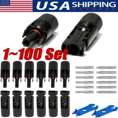 1-100Set  Male Female Wire Cable Connector Set Solar Panel Waterproof Connector