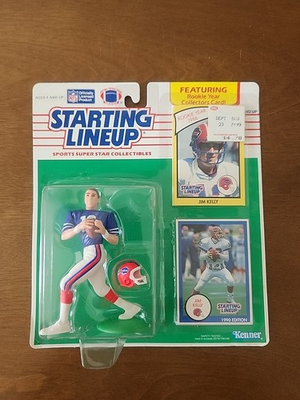 #ad Beautiful 1990 JIM KELLY Buffalo Bills Kenner Starting Lineup w Cards $20.00