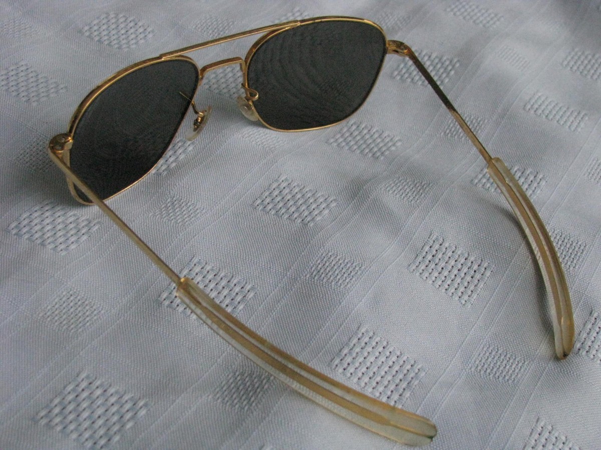 5-1/2 Randolph Eng USA Aviator Sunglasses 23k Yellow Gold Plated