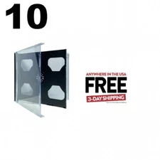 10 STANDARD Black Smart Tray Double CD Jewel Case ** 1-3 DAY