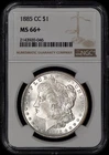 1885-CC Morgan Silver Dollar $1 NGC MS66+ - Nice White Coin!