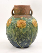 Roseville Pottery Arts & Crafts Sunflower Vase, Shape 493-9