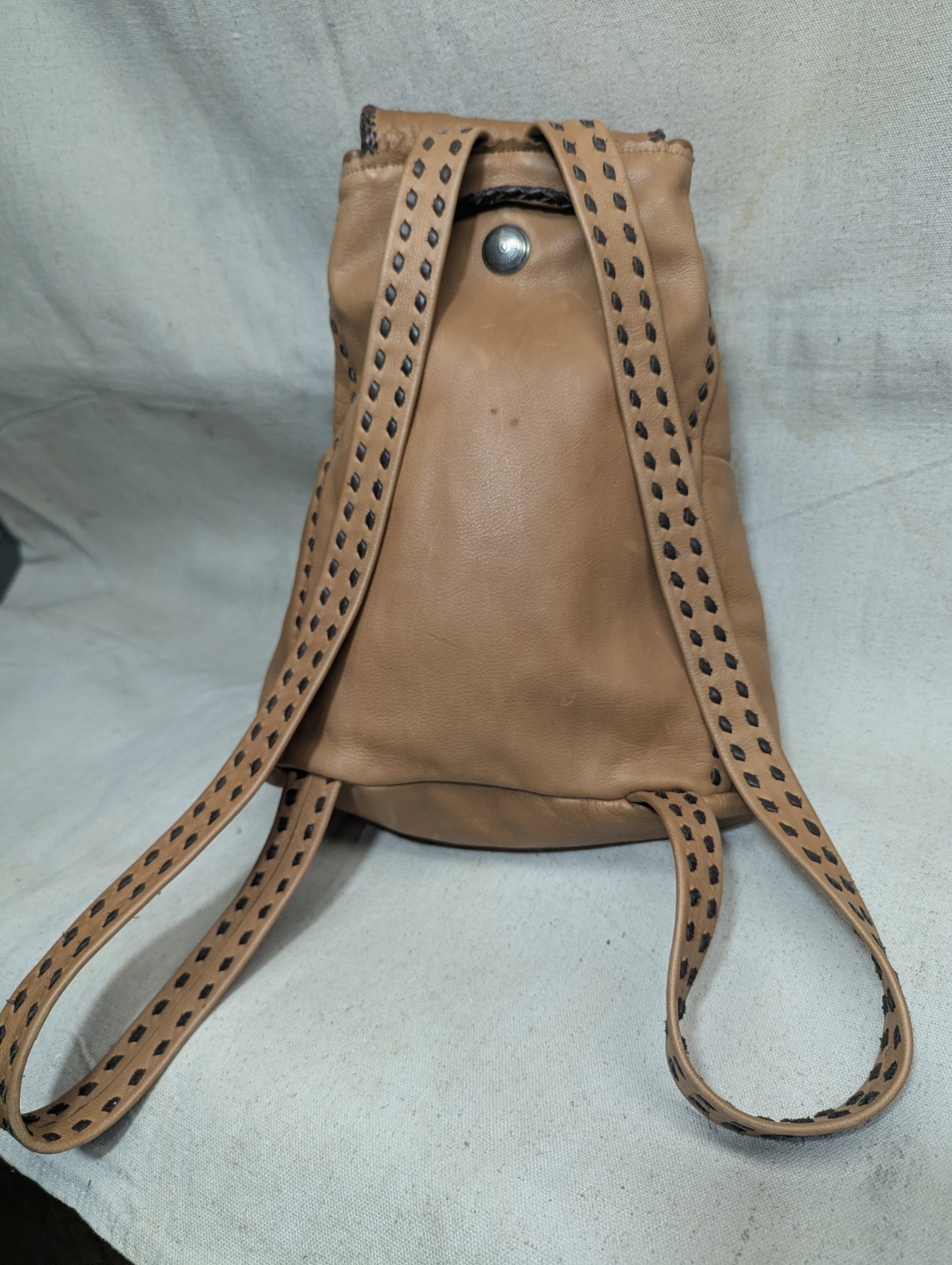 Hand-Crafteded Leather Backpack with Beaded & Jas… - image 10