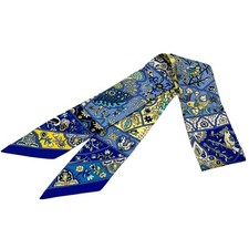 Hermes Twilly Au Pays des Oiseaux Fleurs Blue 33.7in Good Condition