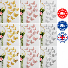 3D Butterfly Wall Stickers 12Pcs Decals Bedroom Wedding Party Home Decorations