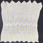 Handmade Crochet Baby Blanket White Yellow Chevron Zig Zag 32x31 Soft Knit