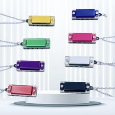 New 4-hole 8-tone Necklace Harmonica Mini Woodwind Harmonica Chain Metal Mini Mu