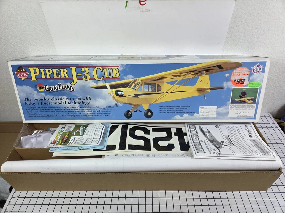Great Planes J-3 Piper Cub .40-.60 Size R/C Airplane Kit GPMA0160 *NIOB READ* - Image 2 of 4