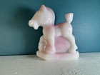 Fenton Glass Rosalene Plug Horse Oscar Pony Figurine 1990 HCA Pink White Heisey