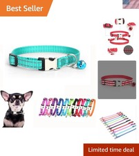 XS Dog Collar with Bell Reflective Nylon Small Pet Puppy Boys Cat Teal