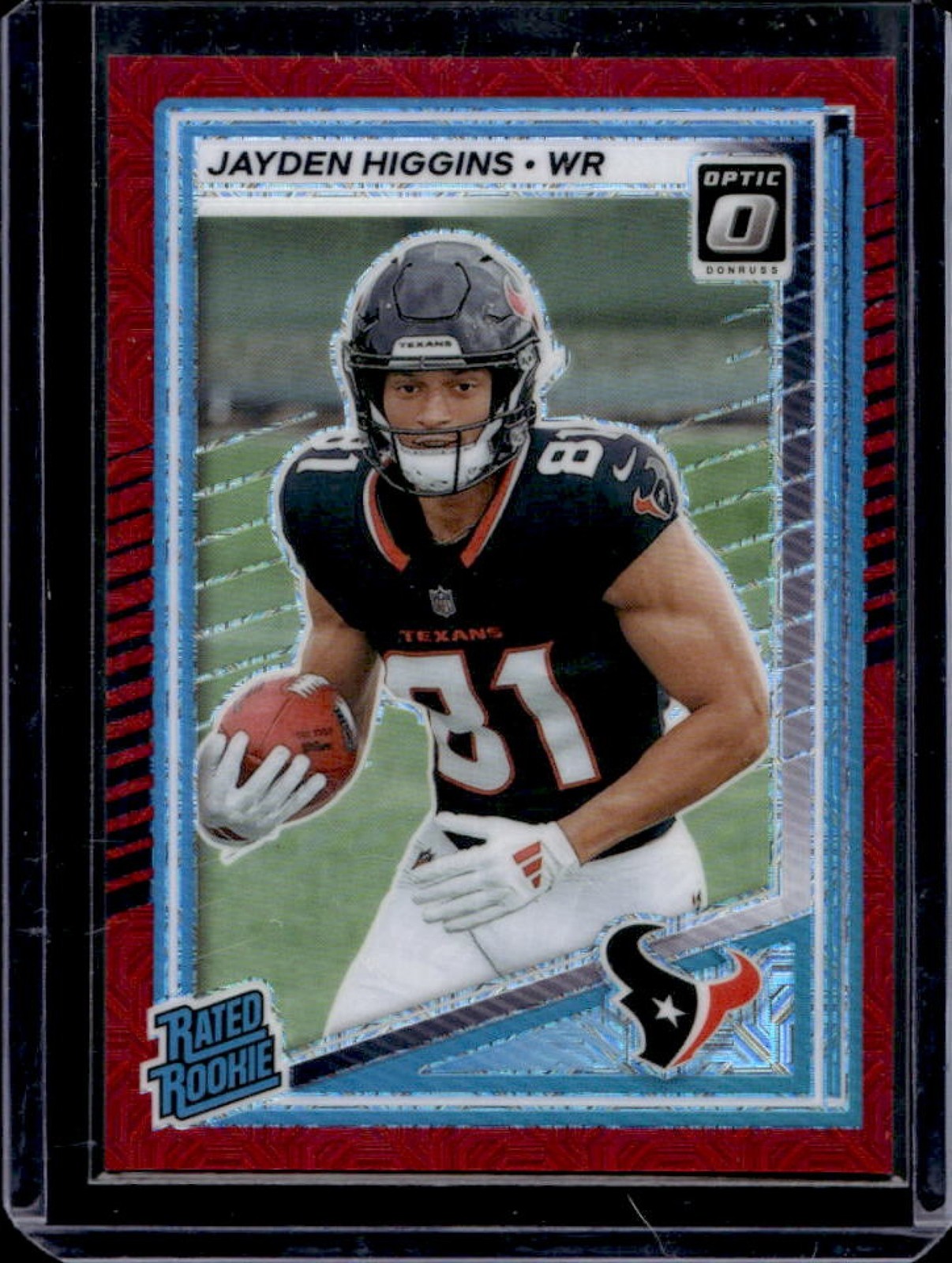 2025 Panini Donruss Optic Jayden Higgins Rated Rookie Red Mojo Prizm #225 Texans