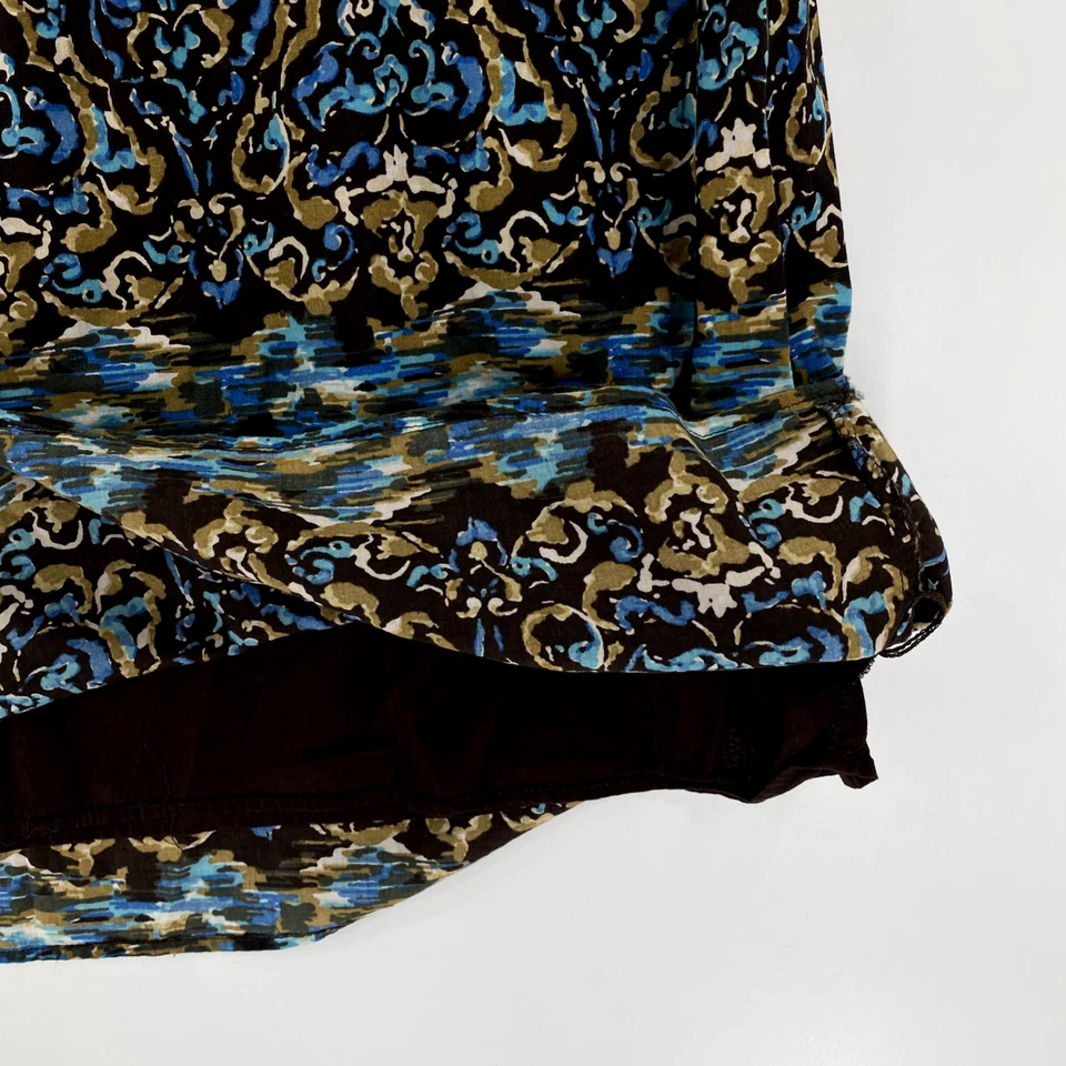 Falda para mujer Style & Co talla 16W marrón azul estampado floral ajuste y acampanada Foto 4 de 4