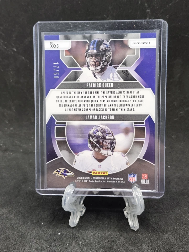 2020 Optic Contenders Lamar Jackson Patrick Queen Xs And Os Orange Ravens... - Image 2 of 2