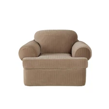 SureFit Stretch Pinstripe 2-Piece - Chair Slipcover - Taupe