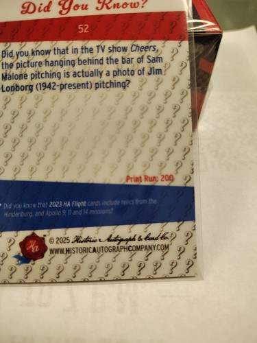 Jim Lonborg 2025 Historic Autographs Did You Know Green Ice /200 Red Sox Cheers - Picture 3 of 3
