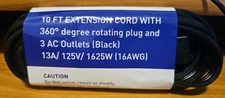 Maximm 10 Ft. Extension Cord With 360 Degree Rotating Plug And 3 AC Outlets,...