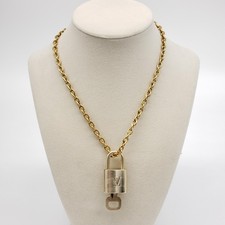 Authentic Louis Vuitton Gold Lock w/ Unbranded Stainless Steel Chain