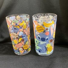 Disney Stitch Glass Mug Set 2 Fruit Colorful Design Character Cup Kitchen