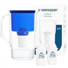 Wasserfilter Kanne Kunststoff 2,8L Wessper D1 Solid 3 Filterkartuschen blau
