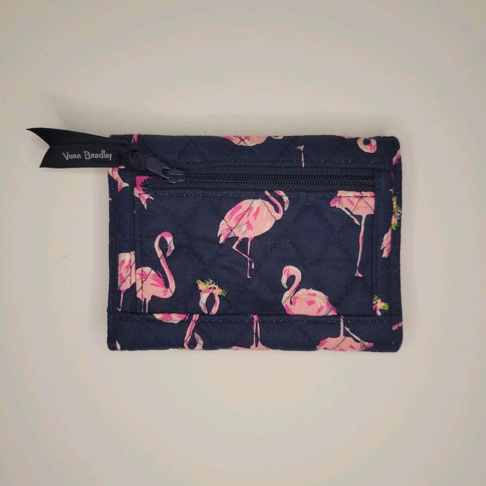 Vera Bradley Flamingo Fiesta Wallet Tri Fold Snap ID Window CC Sleeves Zip Coin - Image 2 of 3