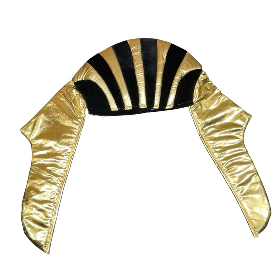 Tocado Egipcio Faraón Rey Tut Accesorio Adulto Negro Dorado Cleopatra Juegos con disfraces Foto 4 de 4