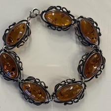 Vintage Silver Amber bracelet, Amber Bracelet, Amber Jewellery, divine piece
