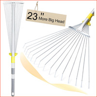 Laubrechen Mit Stiel Metall Verstellbar 18-59Cm Gartenrechen FäCherbesen