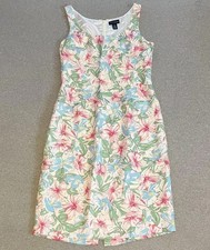 Vtg Ann Taylor Dress 10 Silk Bright Floral Sleeveless Sheath 