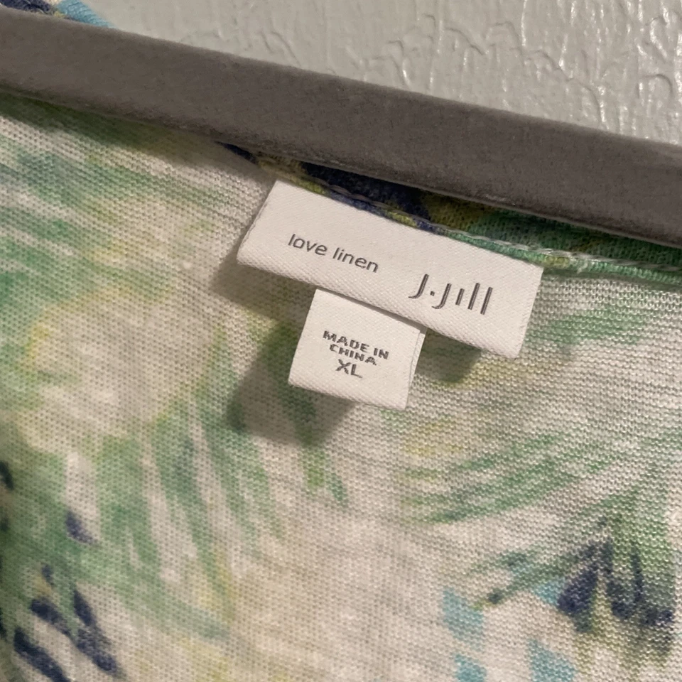 Топ без рукавов J Jill Love льняной с V-образным вырезом тропический гавайский принт XL - Изображение 2 из 3