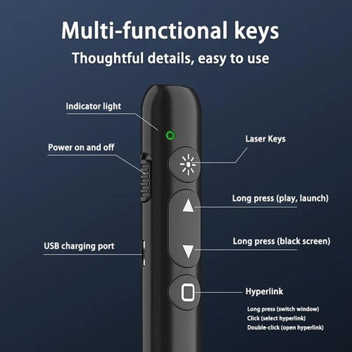 For PC Power point Presentation Remote Wireless Presenter Laser Pointer Clicker - Afbeelding 4 van 18