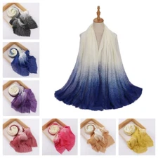 Women Headscarves Long Gradient Color Scarf Soft Muslim Shawls Head Wraps New