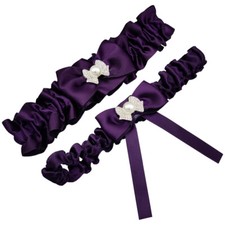 Grape Purple Satin Bridal Garter Belt Set Wedding Garters for Bride Leg Garter