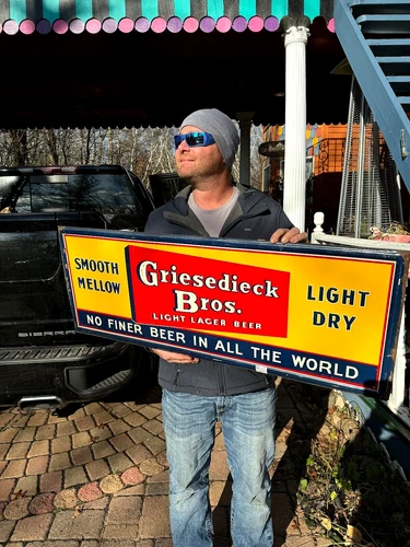 Vintage Old Griesedieck Bros. Beer Metal sign  41 by 16 Rare