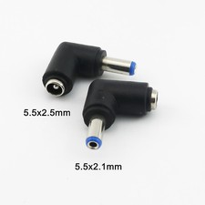 5Pcs 5.5x 2.5mm Female To 5.5x 2.1mm Male Right Angle DC Power Adapter Connector