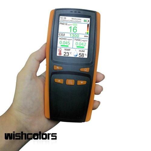 DM509 Handheld Indoor Air Quality Monitor PM2.5 CO2 HCHO TVOC Temperatur AQI WI