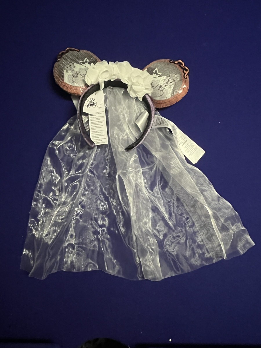 Disney Parks  Haunted Mansion Bride Minnie Ears Headband W/ Veil New! Disney Parks Haunted Mansion Bride Constance Veil Ears  main image 3