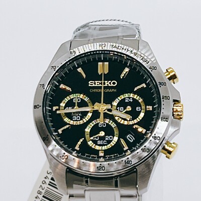 SEIKO SPIRIT Chronograph SBTR015 Black Silver Waterproof Men's