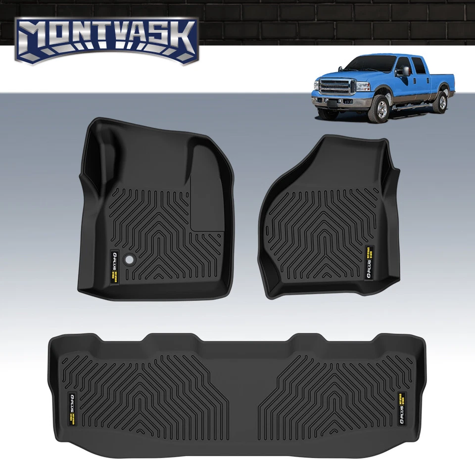 3D Molded TPE Floor Mats Liners Fit For 99-07 Ford F250 F350 Super Duty Crew Cab Foto 2 de 4