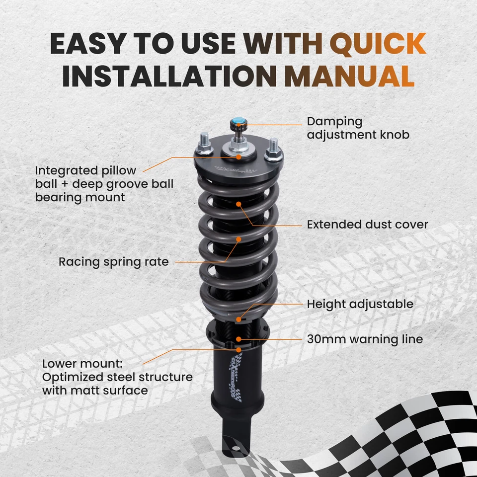 MaXpeedingrods T7 Coilovers 24 Way Shock Springs Kit For Honda CRX 1989-1991 - Image 4 of 4