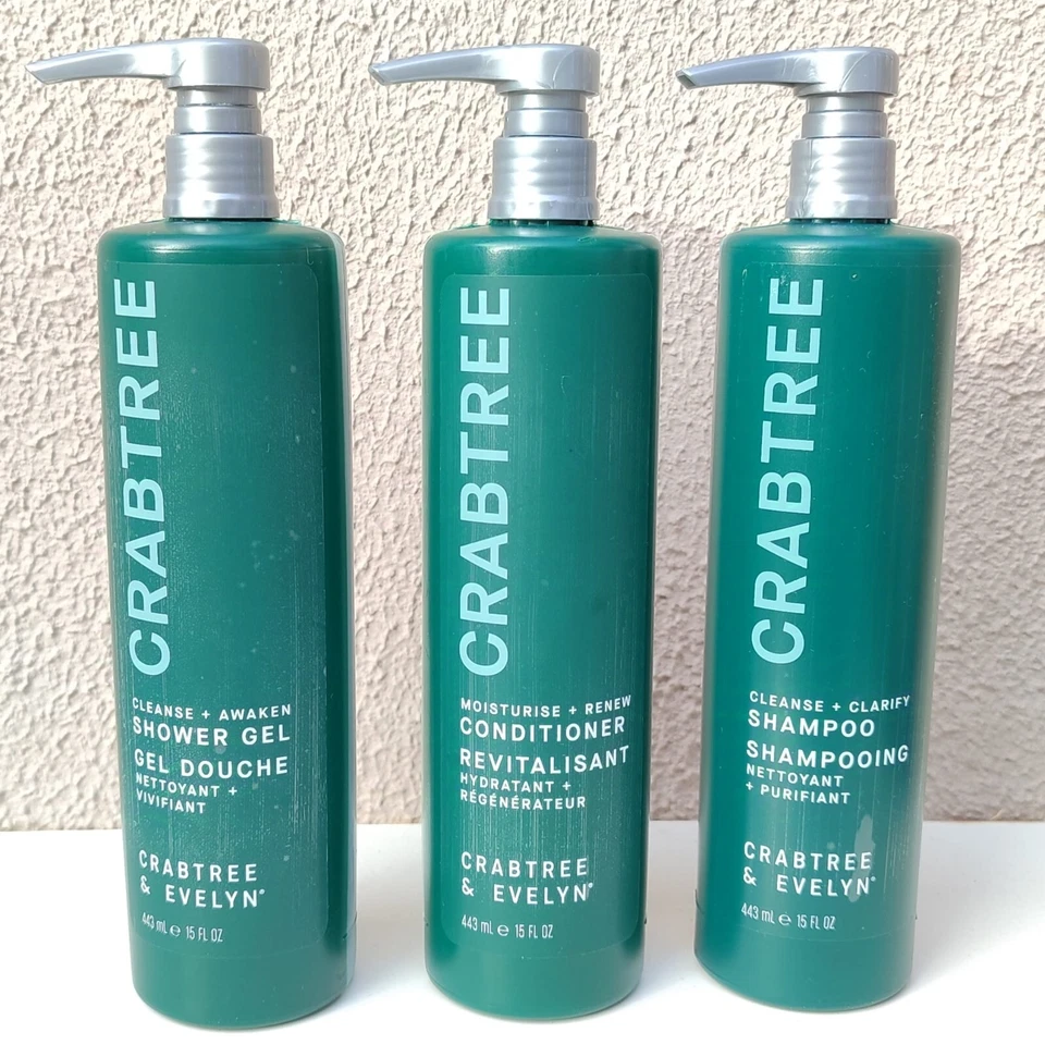 Juego de 3 Champú Acondicionador Gel de Ducha Crabtree Evelyn Jumbo 15 fl oz 443 ml Foto 2 de 4