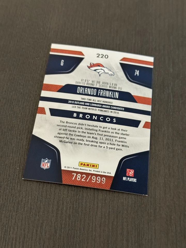 2011 Certified New Generation /999 #220 ORLANDO FRANKLIN Football Card ROOKIE RC - Image 2 of 2